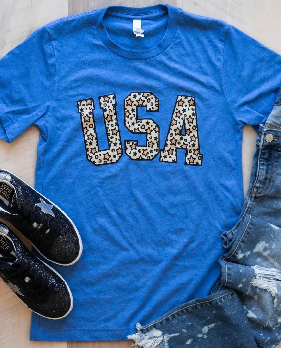 USA Blue Leopard Tee